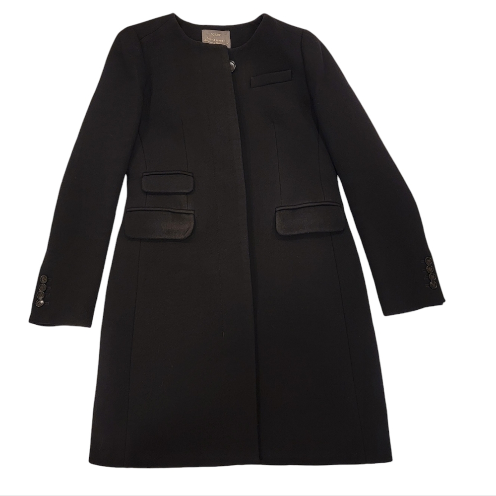 J.Crew Lady’s Symphony Top Coat Black Italian Double-Cloth Wool Blend Si… - Picture 16 of 16